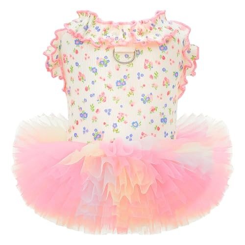 Floral Princess Cat Tutu Dress with Leash D Ring - Image 2